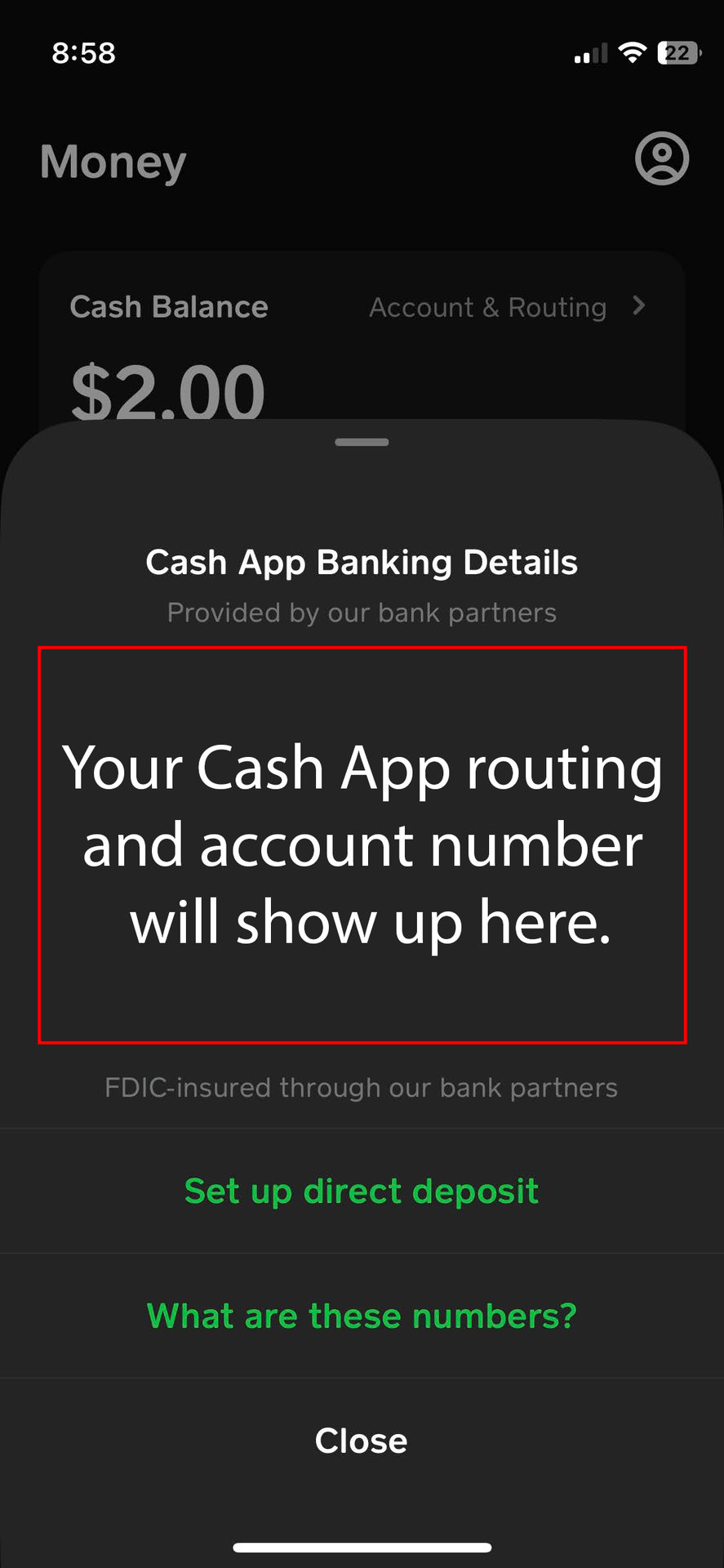How to find your Cash App routing and account number 3