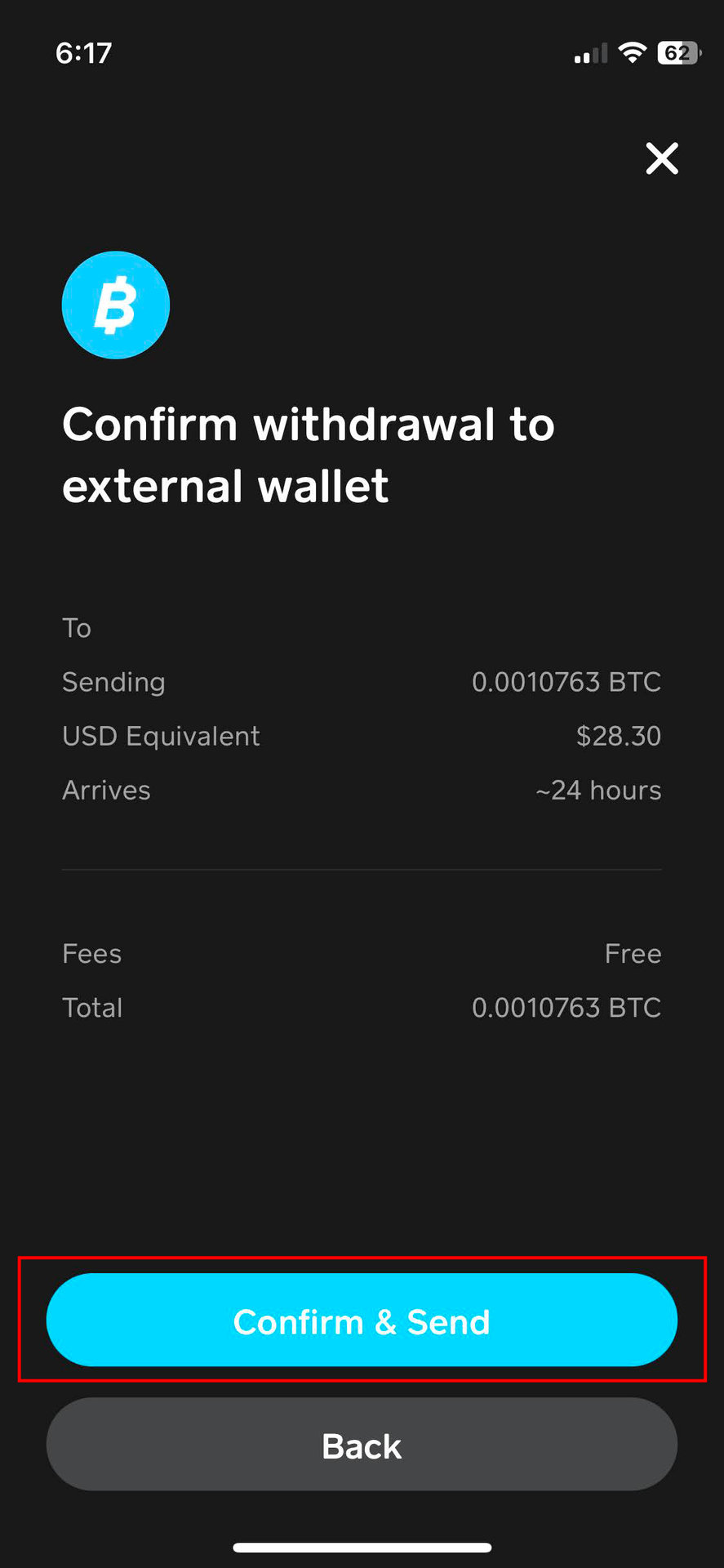 After entering the amount, confirm the transaction details and tap on the 