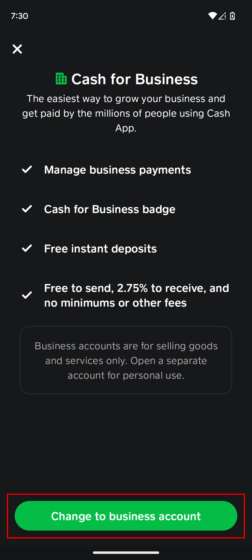 How to turn a personal account into a Cash App business account 4