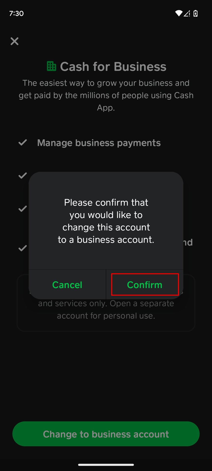 How to turn a personal account into a Cash App business account 5