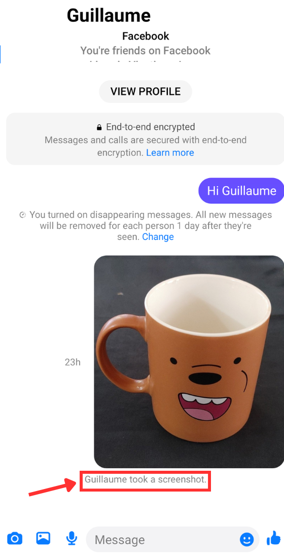 Messenger Screenshot Notification Sender