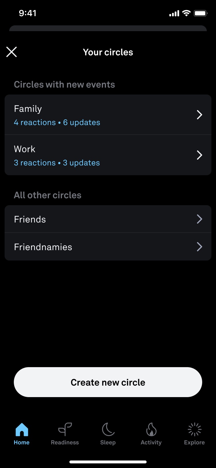 Oura Circles Notification