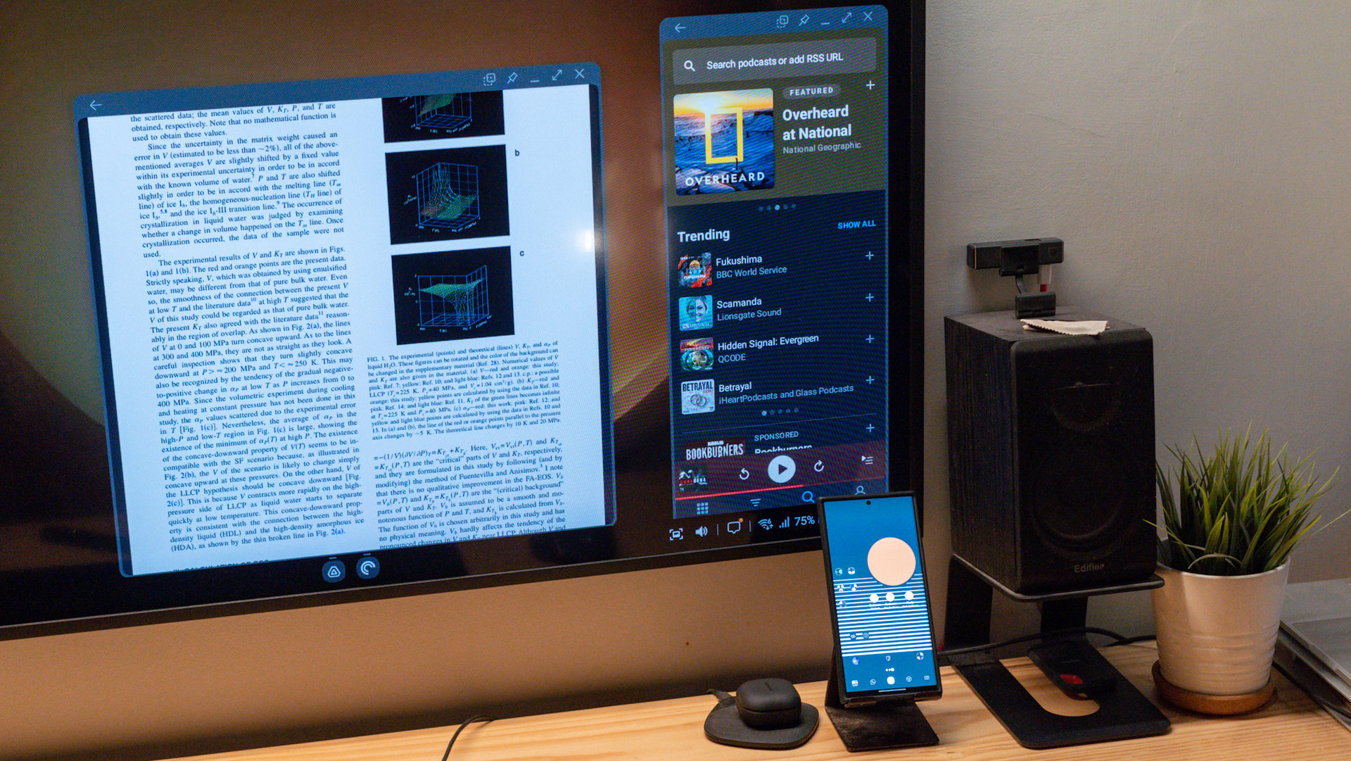 Pocket Casts and Documents on Samsung Wireless Dex