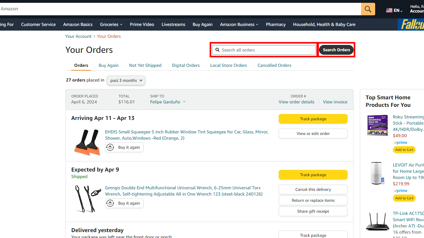 Search for Amazon archived orders (2)