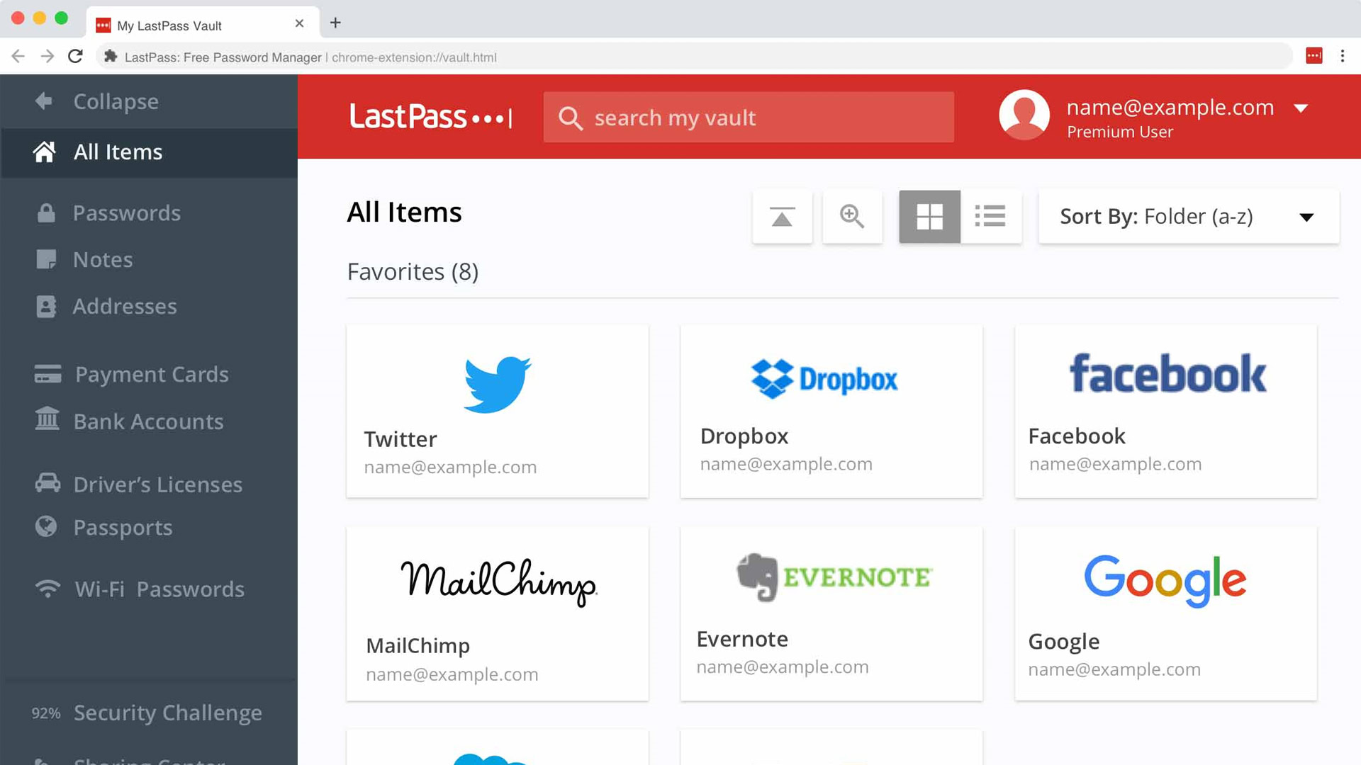 The LastPass for Chrome vault