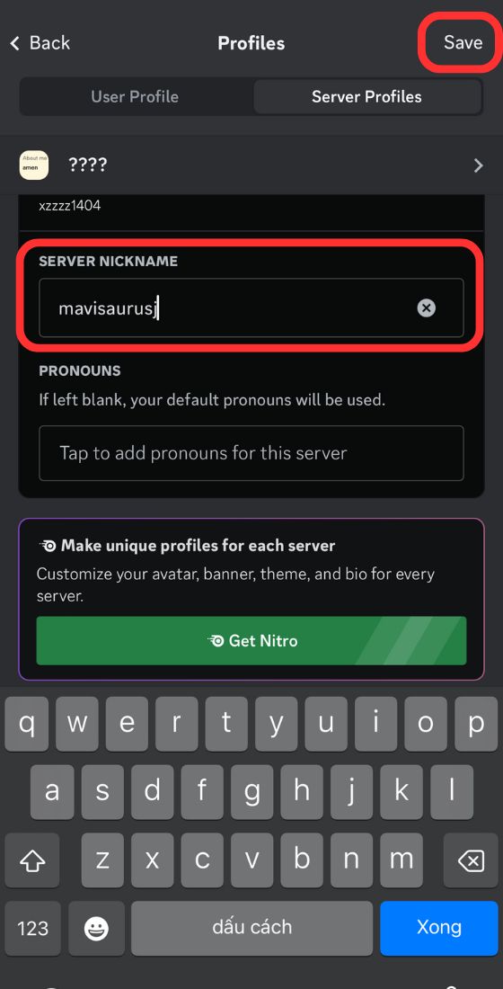 discord mobile save server profile