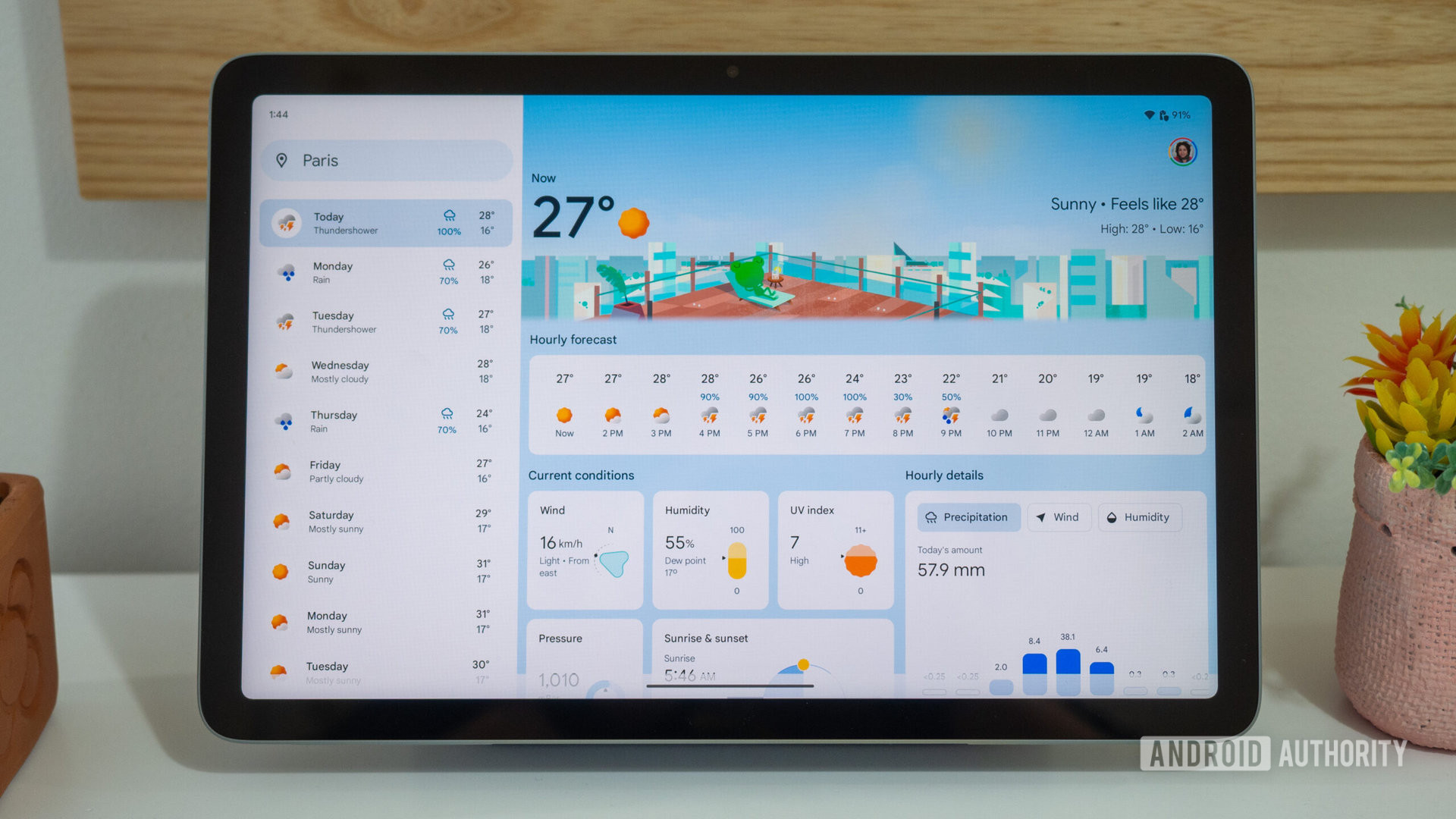 The new Google Weather app for the Pixel Tablet is great