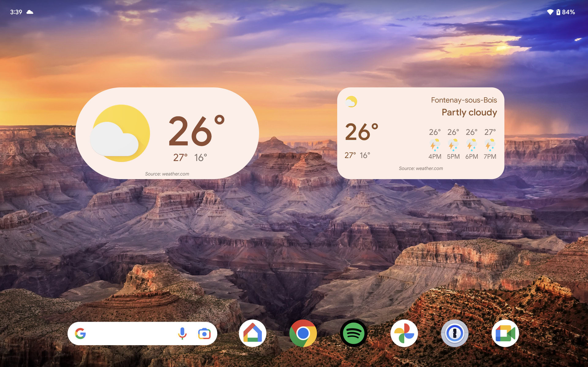 أدوات تطبيق Google Weather