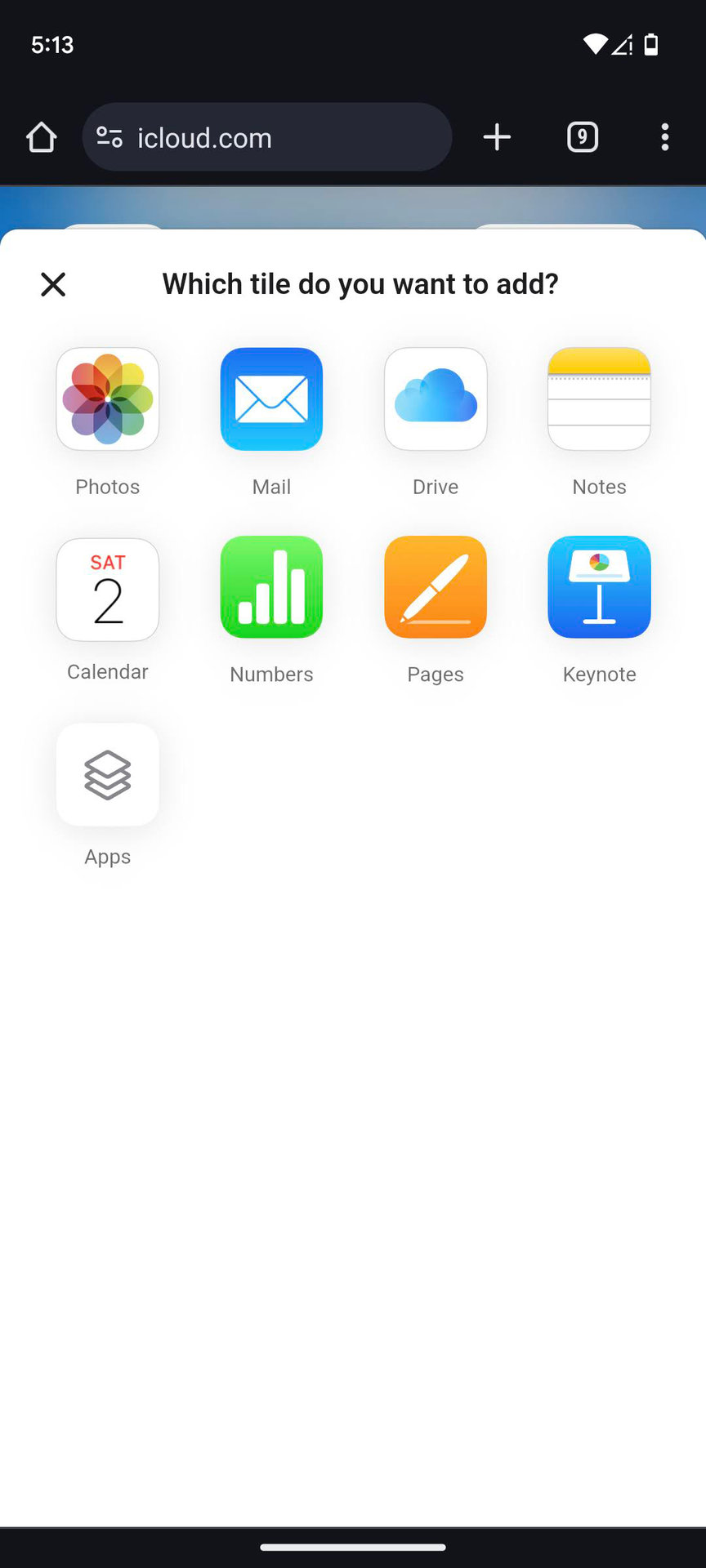 iCloud on Android Chrome browser (2)