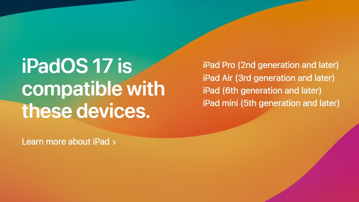 iPadOS 17 Mendukung iPad Apple