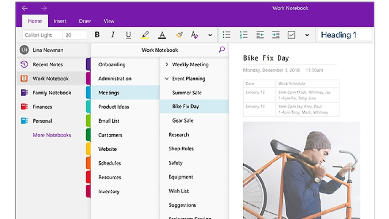 onenote work notebook