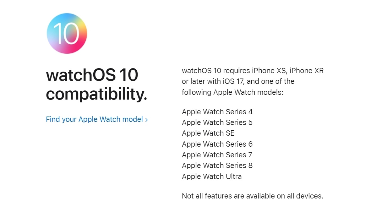 watchOS 10 Supported Apple Watches