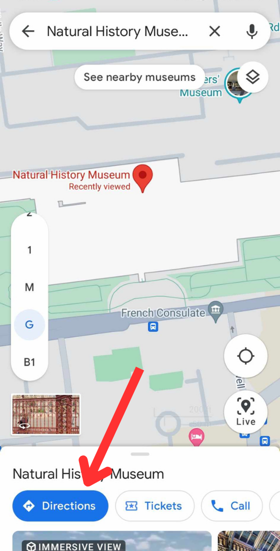 Google mapp mobile direction button