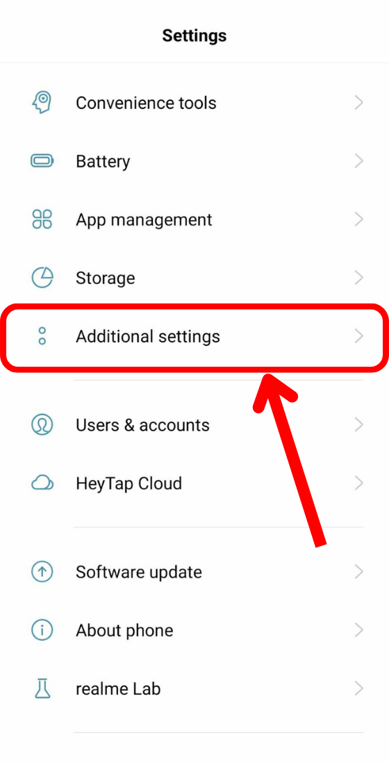 Realme settings additional settings