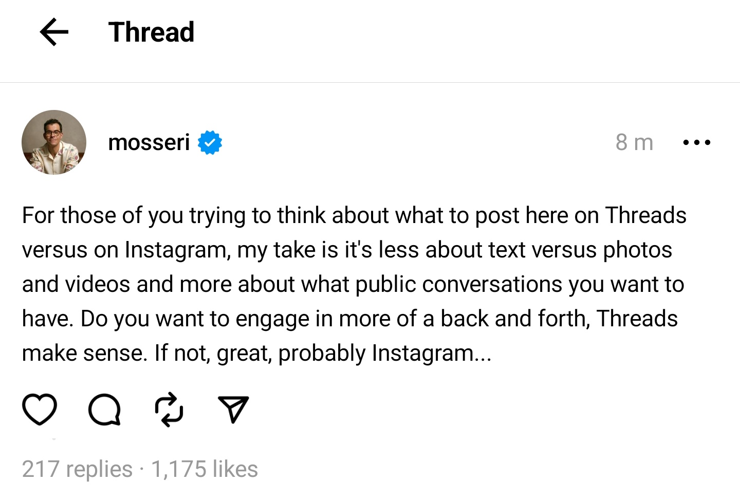 Adam Mosseri on Instagram vs Threads