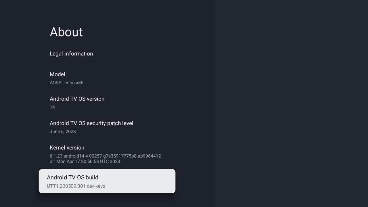 Android TV 14 about device