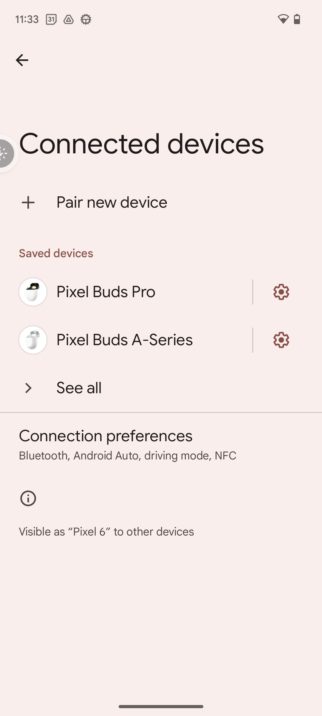 Google Pixel 6 pairing earbuds AirPods settings 2