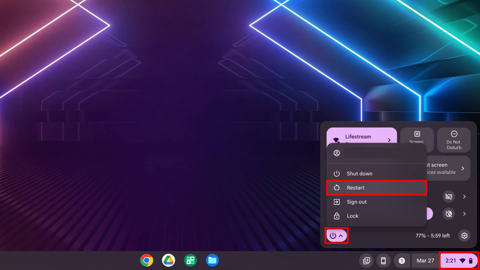 How to restart a Chromebook in March 2024