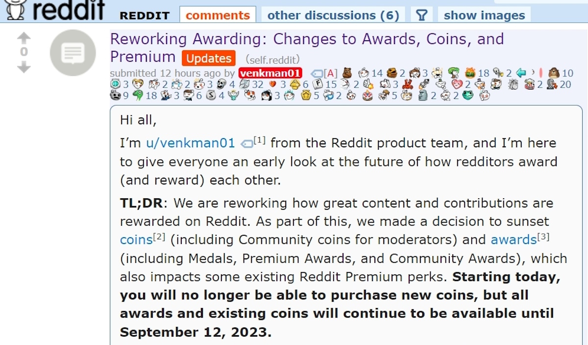 Reddit confusing awards