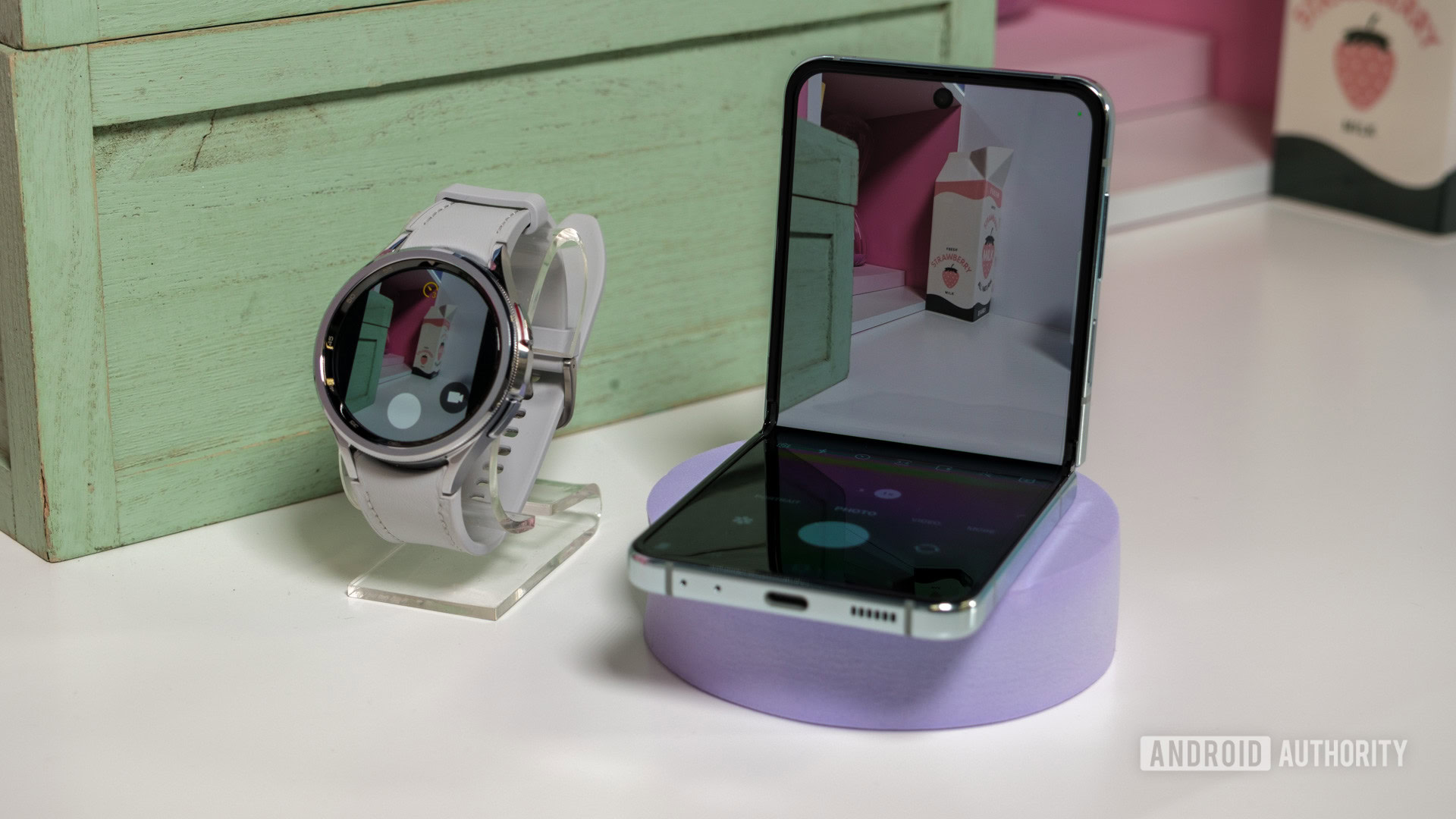 Samsung Galaxy Z Flip 5 camera with galaxy watch 6 classic 1