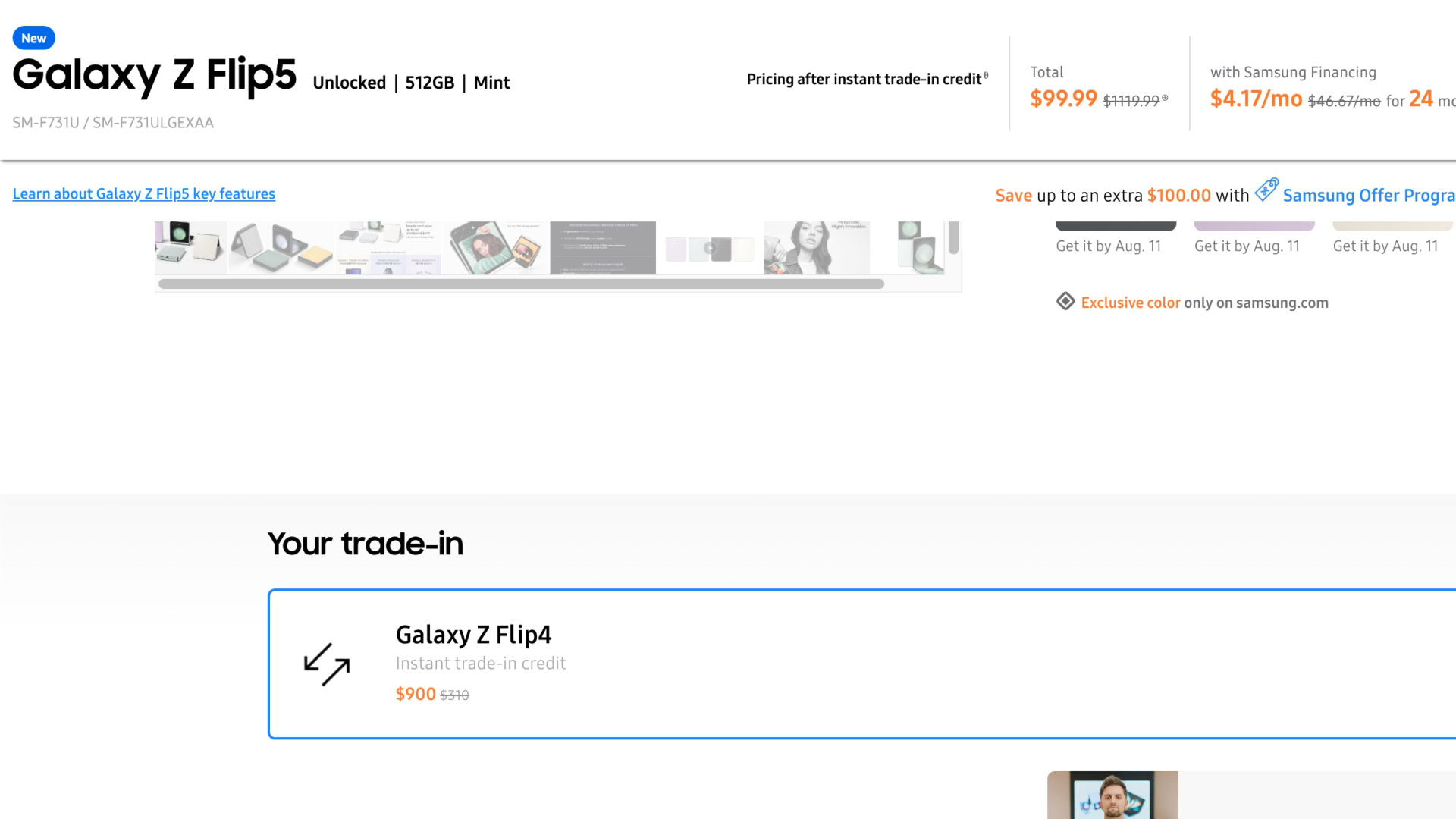 Samsung Galaxy Z Flip 5 trade in 99