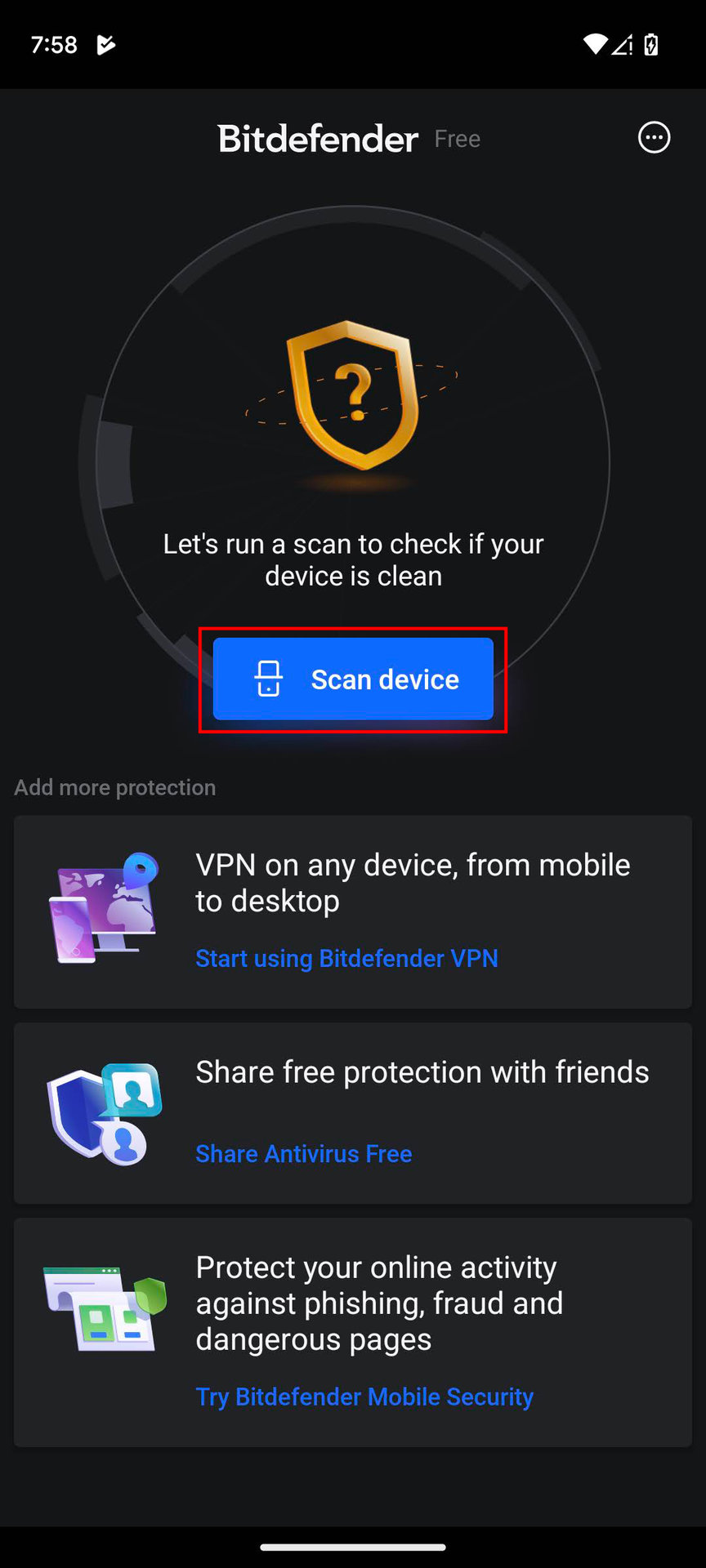 Scan your phone for malware using Bitdefender Antivirus (1)