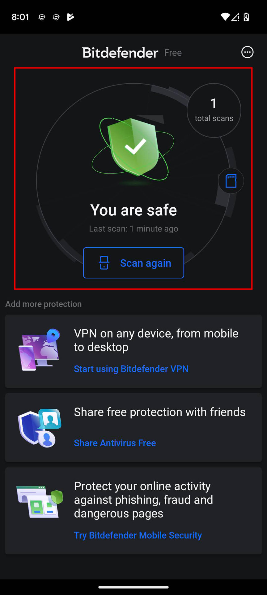 Scan your phone for malware using Bitdefender Antivirus (3)