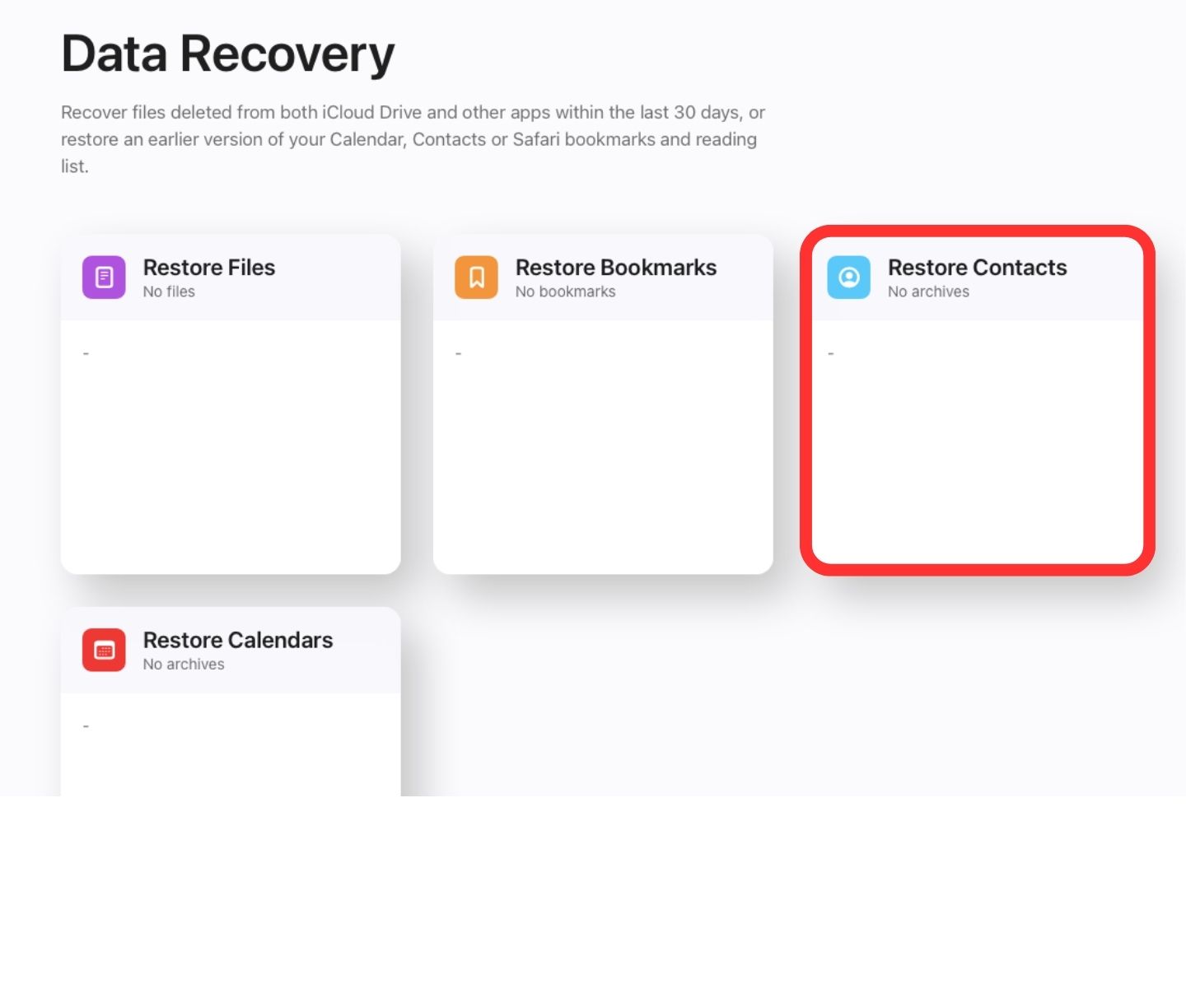 iCloud contacts recovery