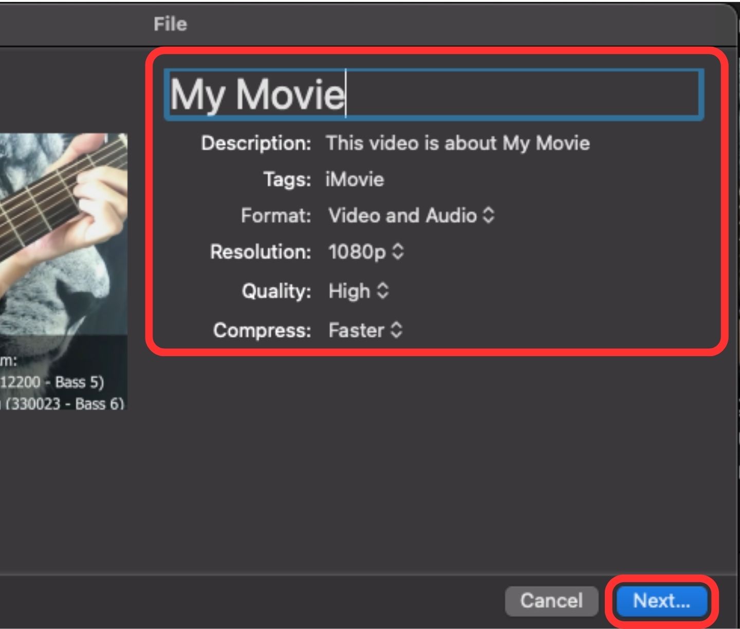 iMovie change resolution
