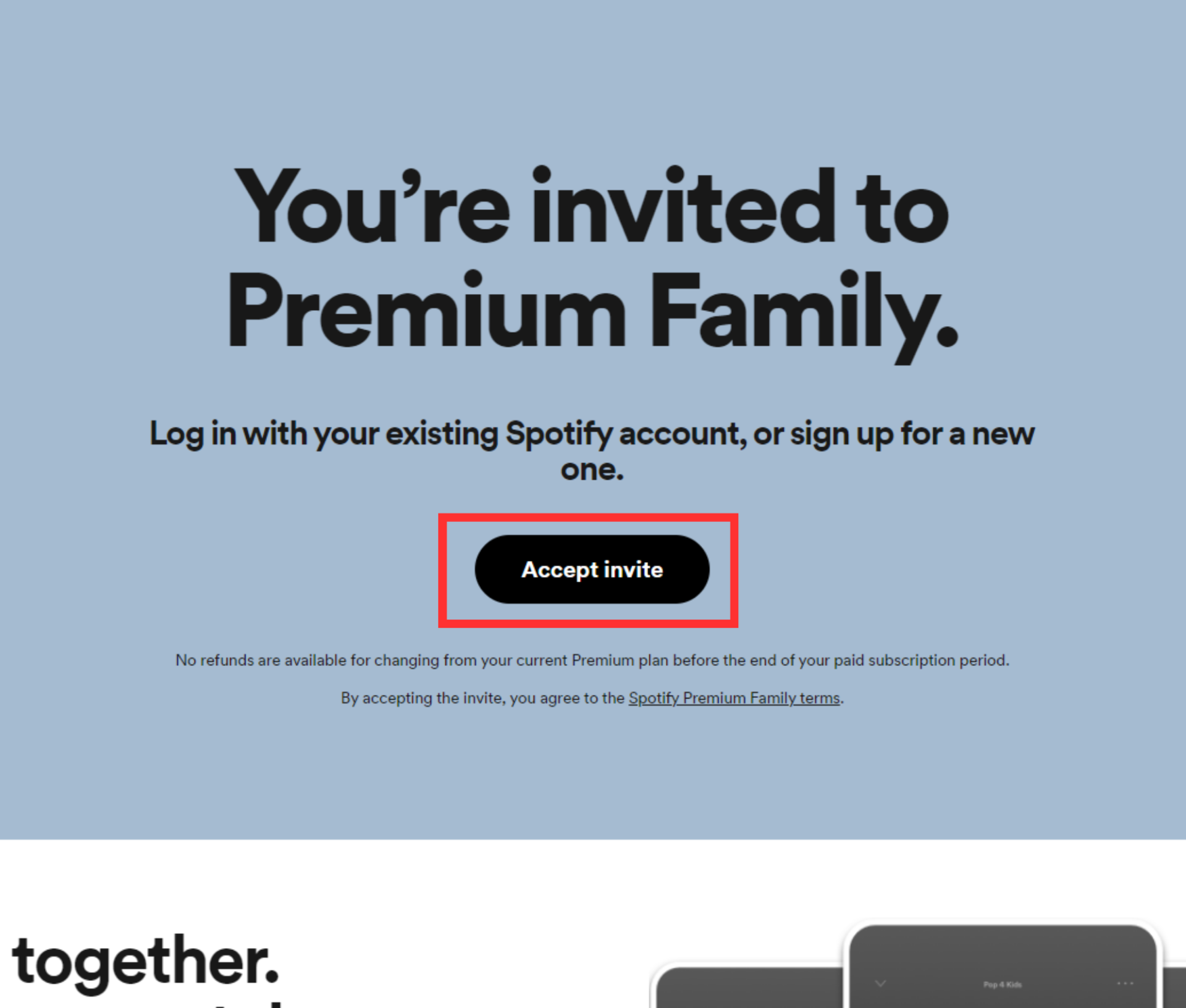 Spotify premium family accept invite