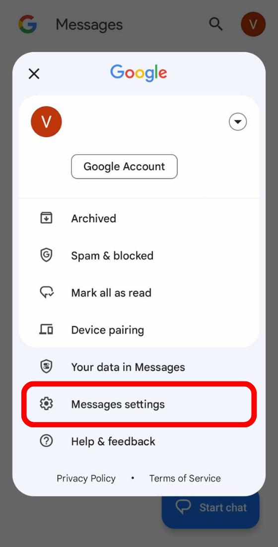 google message app messages settings