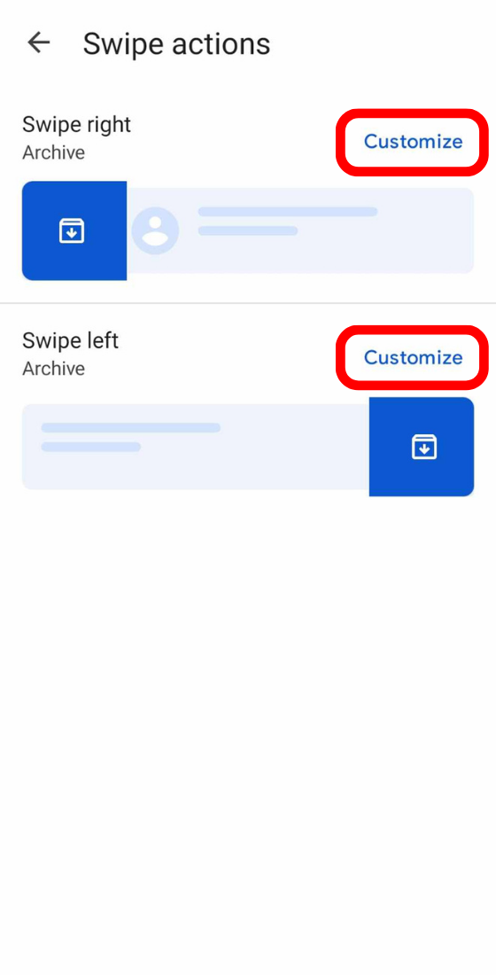 google messages settings swipe actions customize