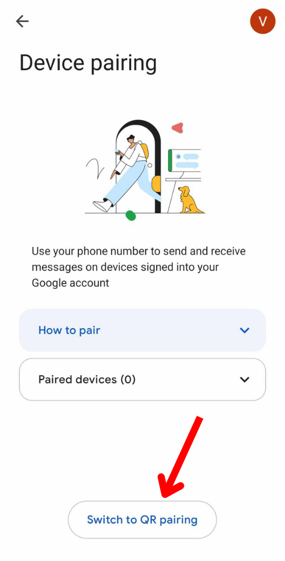 google message switch to qr pairing