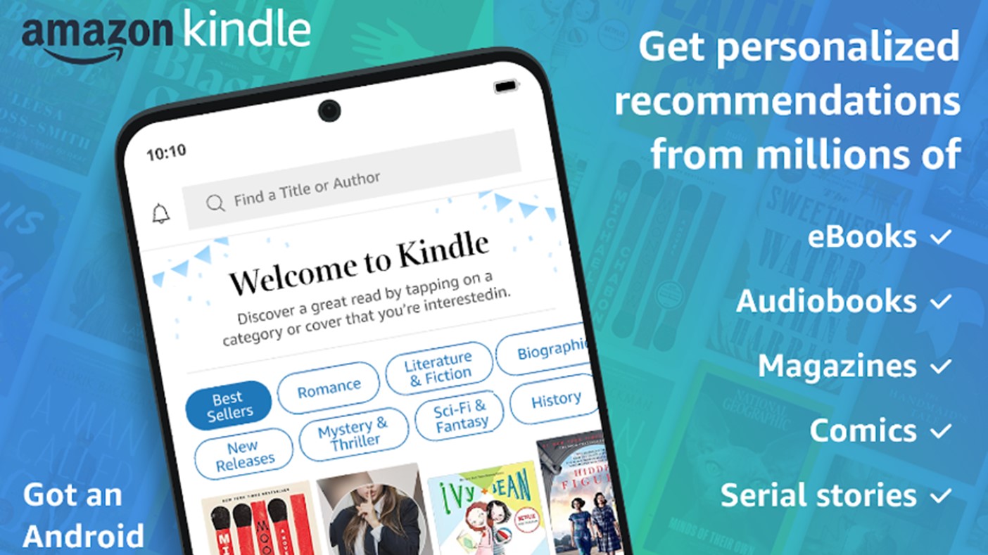 Gambar promosi untuk aplikasi Amazon Kindle