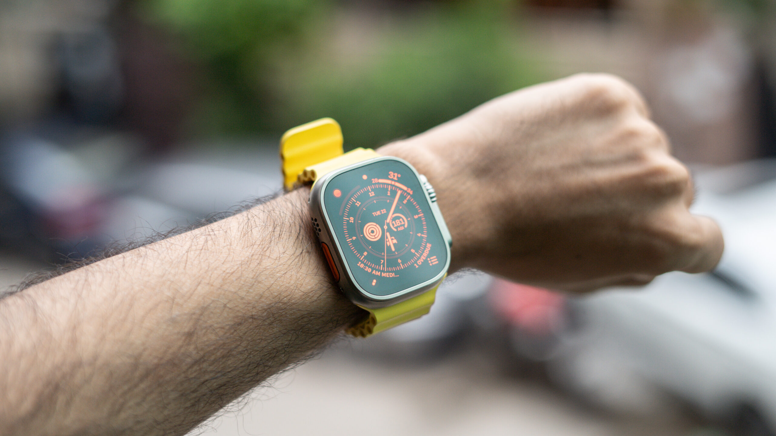 Apple Watch Ultra with Wayfinder watchface on wrist