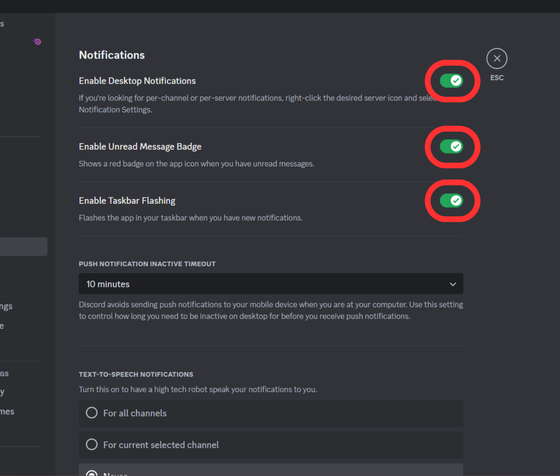 discord desktop user settings notifications toggle button