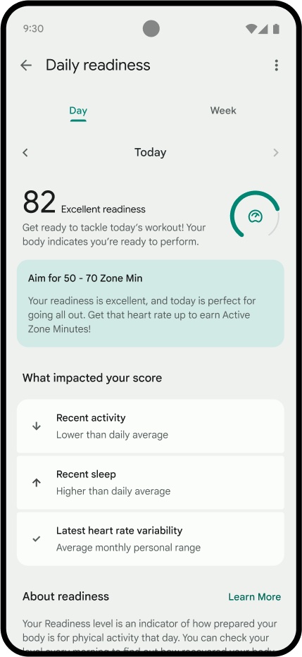 Fitbit Today Daily Readiness