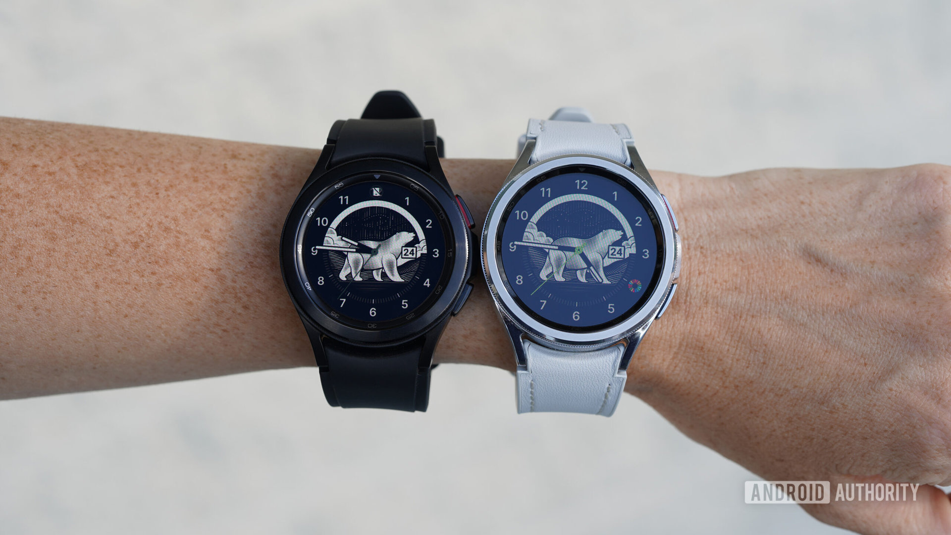 A user wears a Samsung Galaxy Watch 6 Classic and 4 Classic the same wrist.