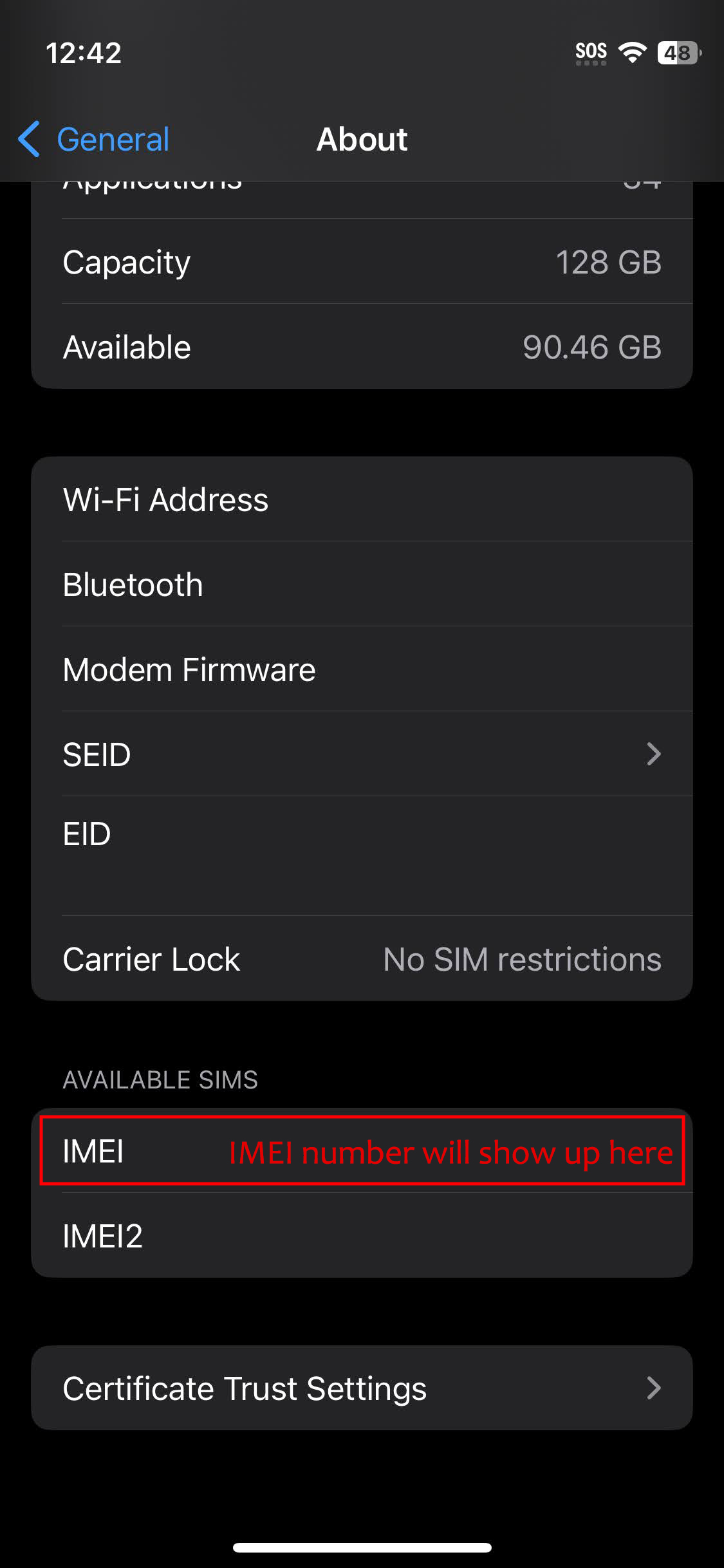 How to find your IMEI on iPhone settings (3)