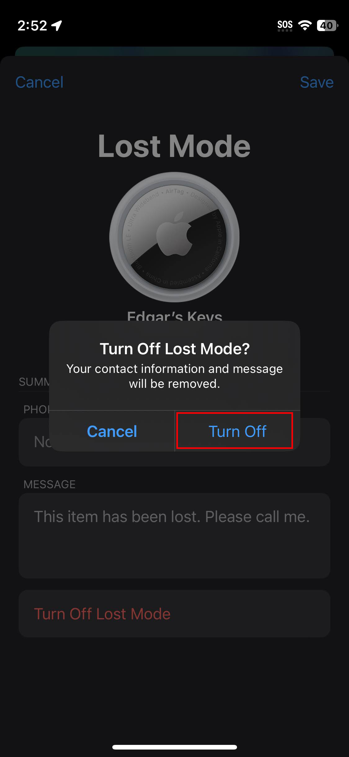 How to turn off AirTag Lost Mode (4)