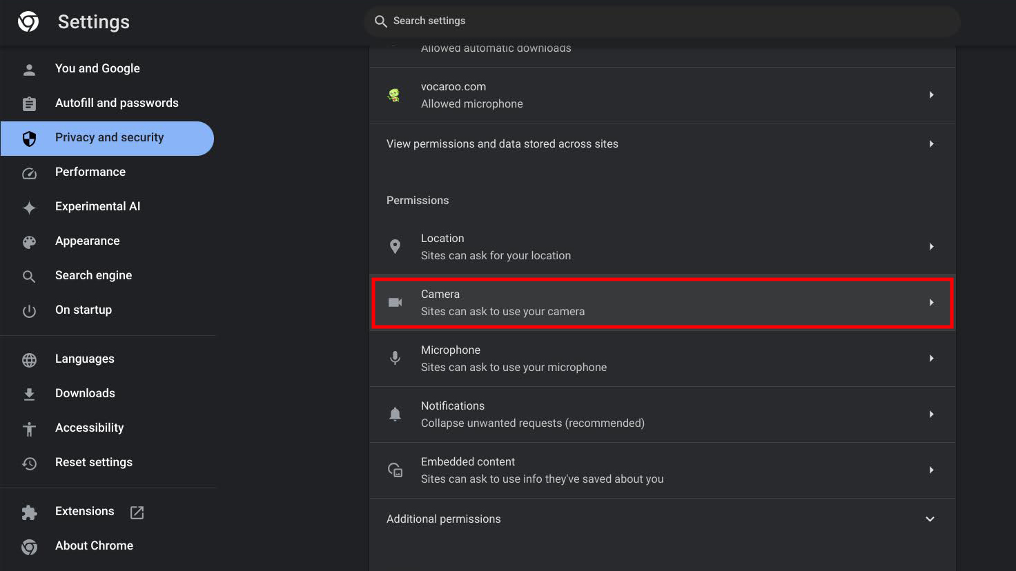 How to turn on camera access for websites on Chrome for Chromebook (3)