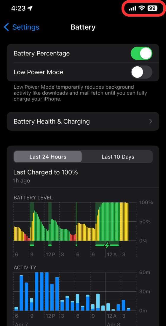 Low Power Mode is now turned off