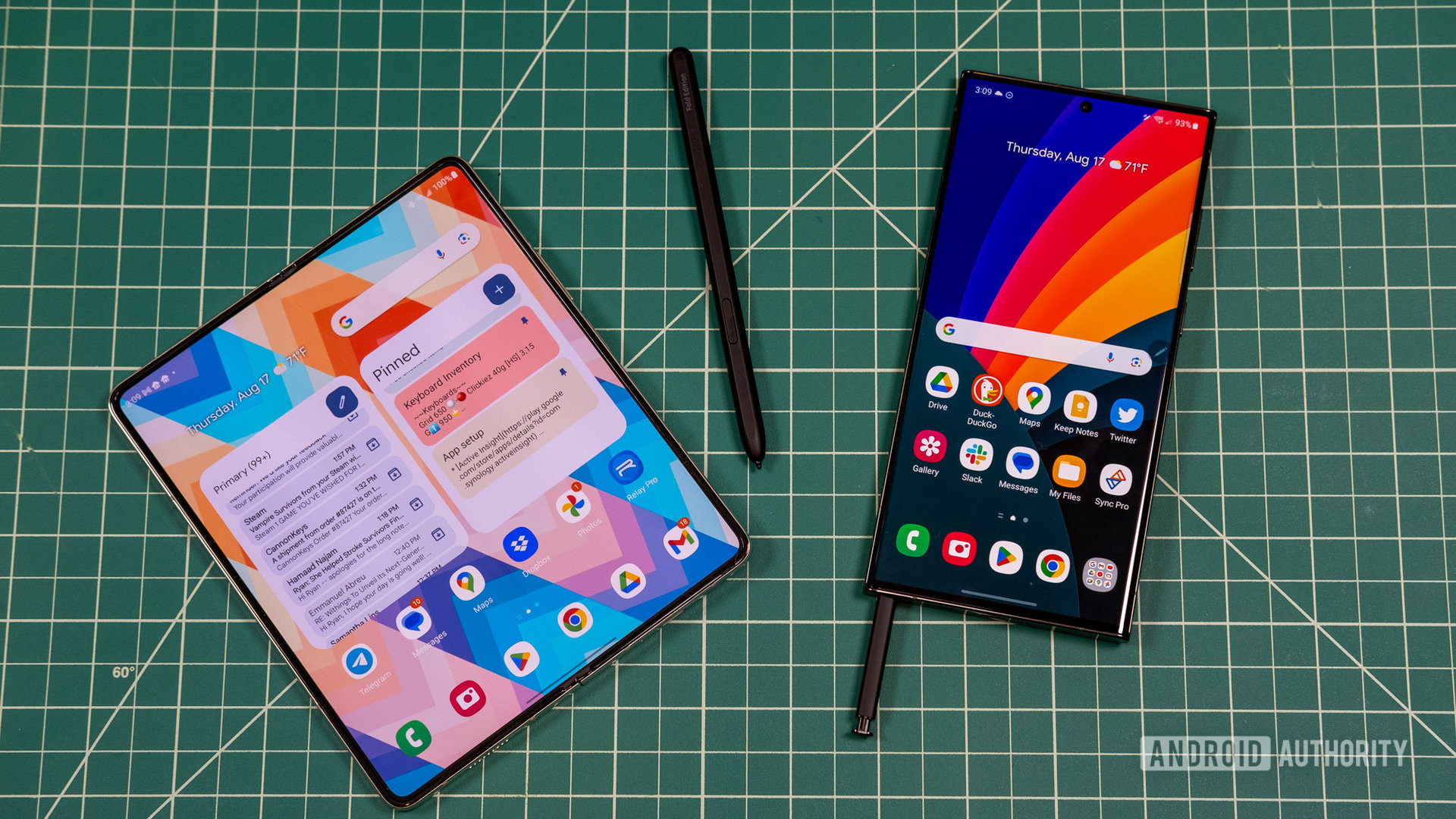 Samsung Galaxy Z Fold 5 and S23 Ultra S Pens