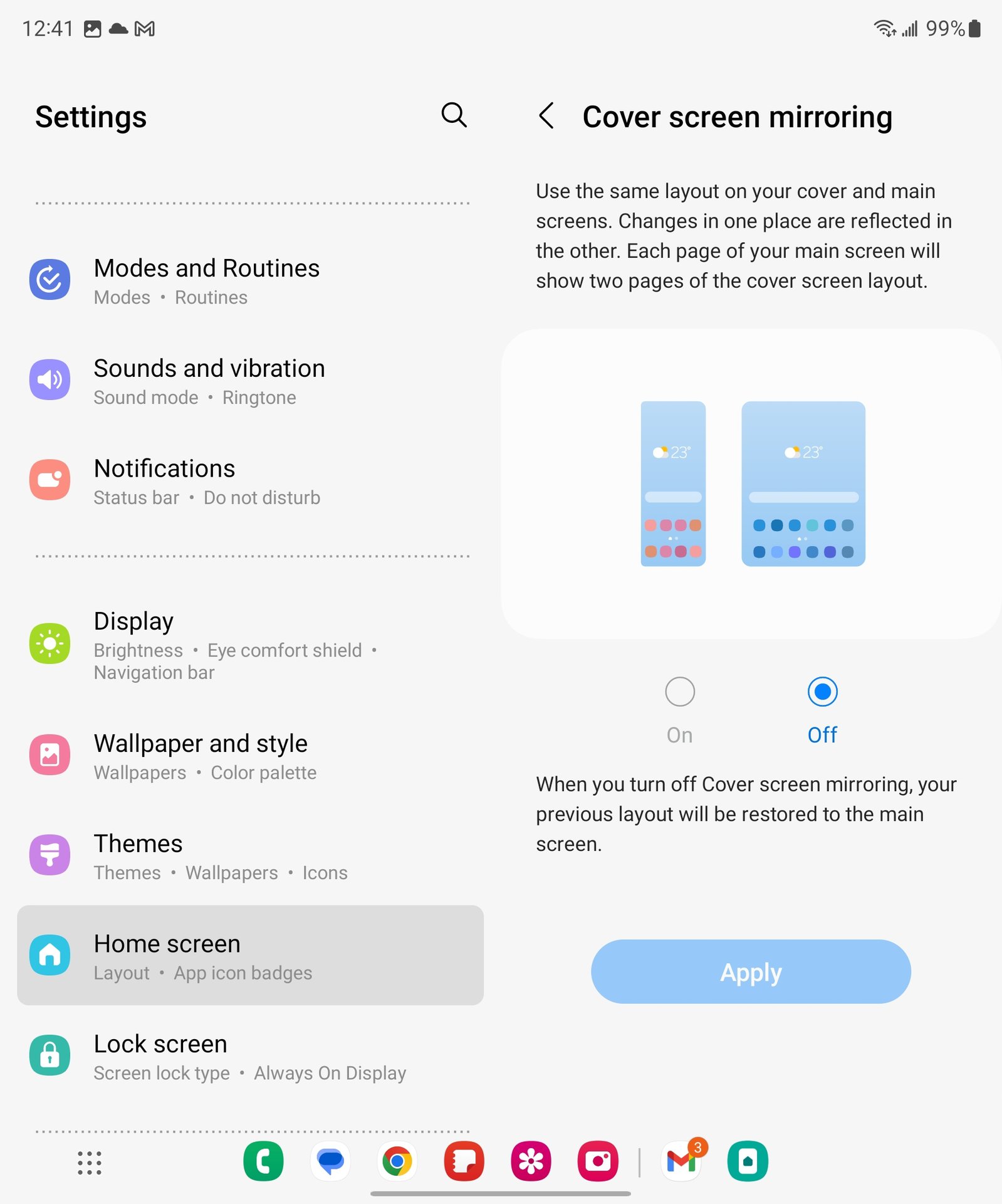 Samsung One UI Cover Screen mirroring 1
