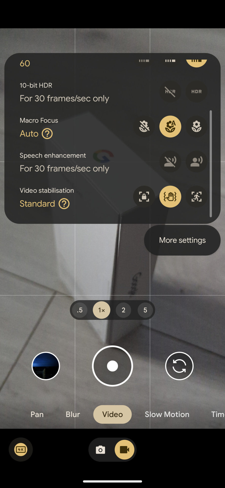 Google Camera 9 Screenshot 8 stabilization modes