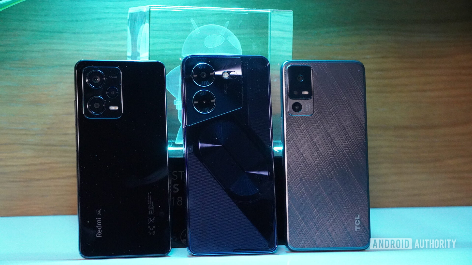 Tecno Pova 5 Pro beside the Redmi Note 12 Pro and the TCL 40 XE 5G