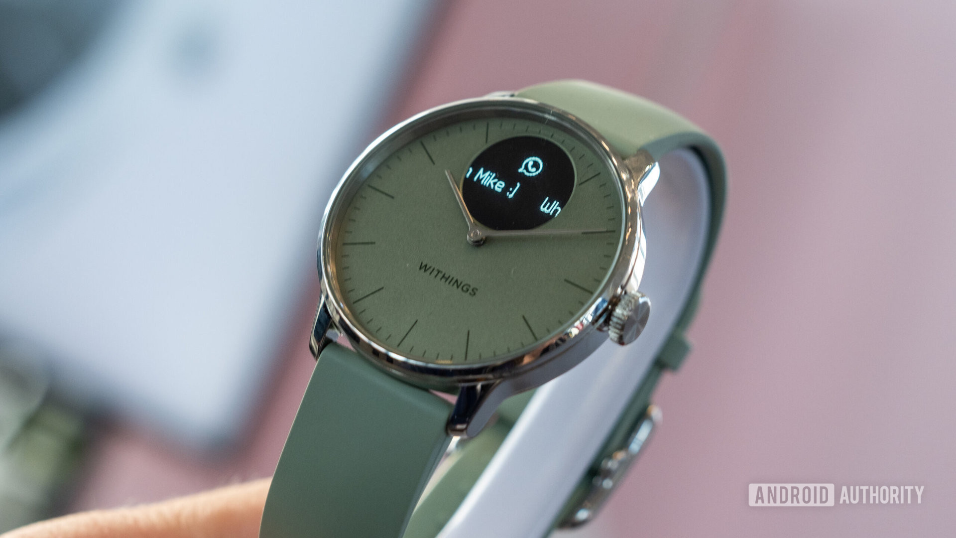Withings Scanwatch Light in green on angle