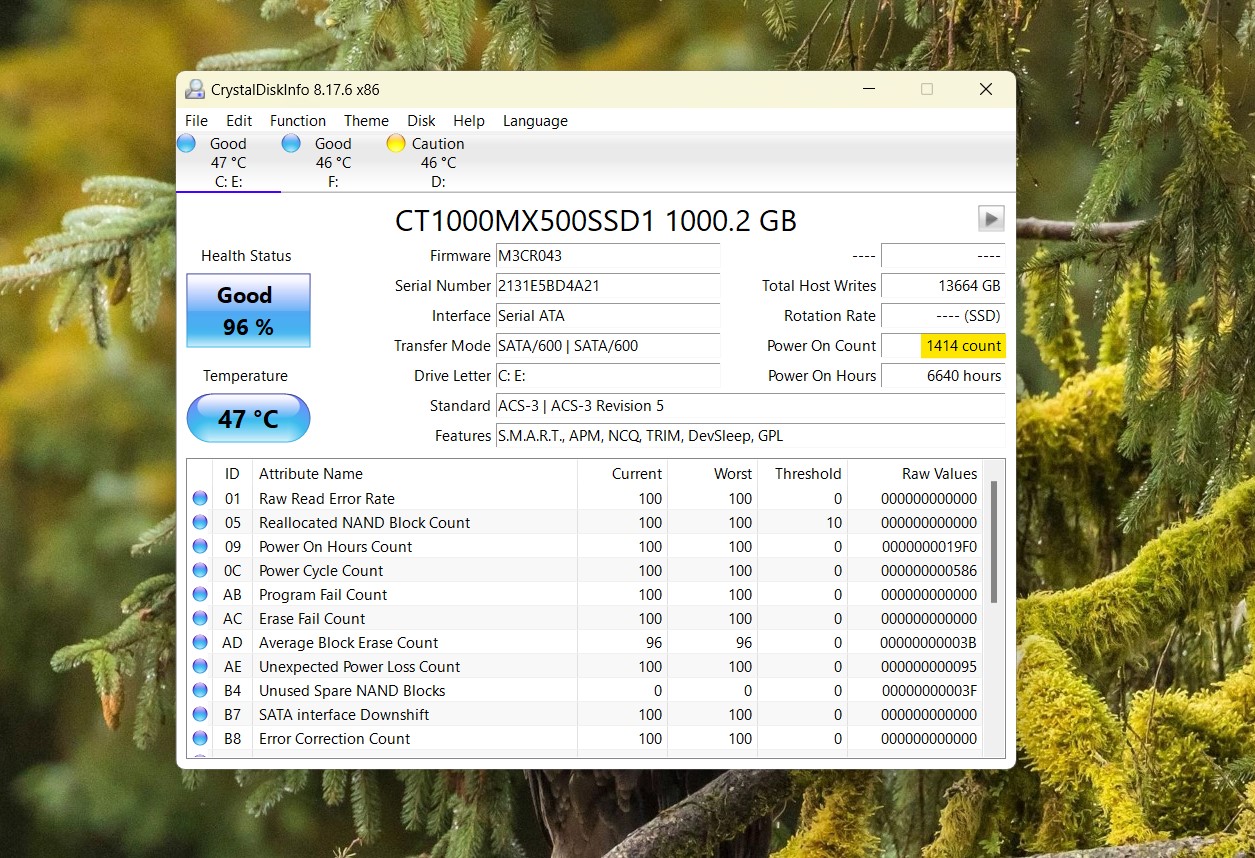 crystaldiskinfo ssd tbw written data