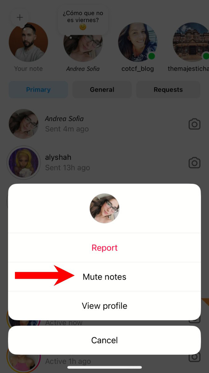 instagram notes mute