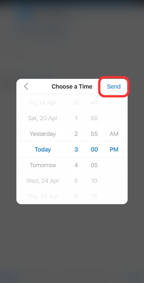 outlook mobile choose a time to send